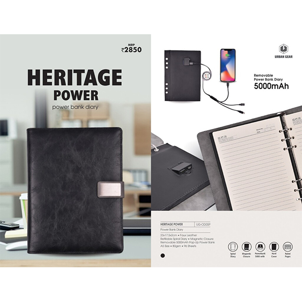 Executive Organizer Diary+ Detachable Powerbank (5000Mah) Heritage Power