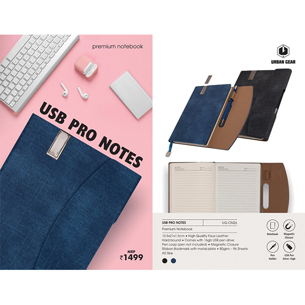 Premium Notebooks Usb Pro Notes (16Gb Pen Drive)