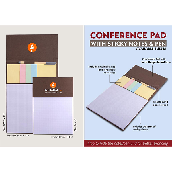 B119 – Conference Pad With Sticky Notes & Pen | A4 Size |