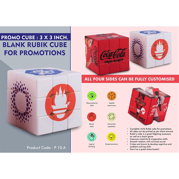 P10A – Promo Cube: 3 X 3 Inch Blank Rubik Cube For Promotions