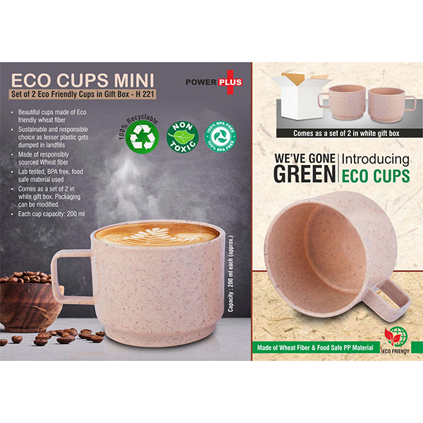 H221 – Eco Cups Mini: Set Of 2 Eco Friendly Cups In Gift Box
