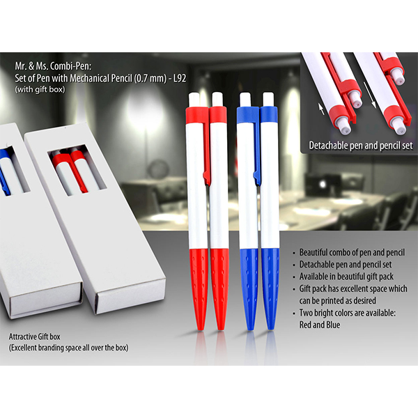 L92 – Mr & Ms. Combi-Pen: Set Of Pen With Mechanical Pencil (0.7 Mm) (With Gift Box)