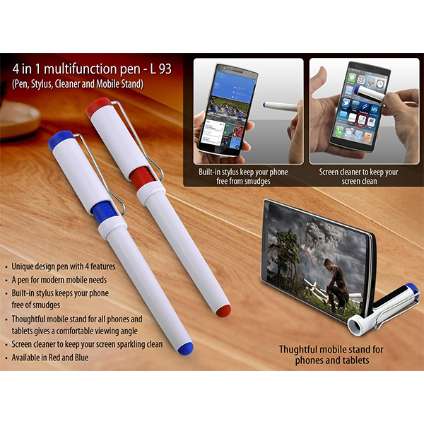 L93 – 4 In 1 Multifunction Pen (Pen, Stylus, Cleaner And Mobile Stand)