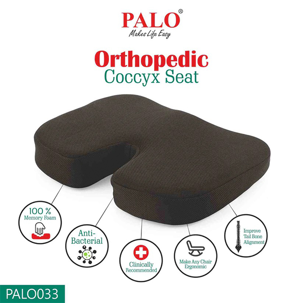 Palo033 Palo Orthopedic Memory Foam Coccyx Seat, Black