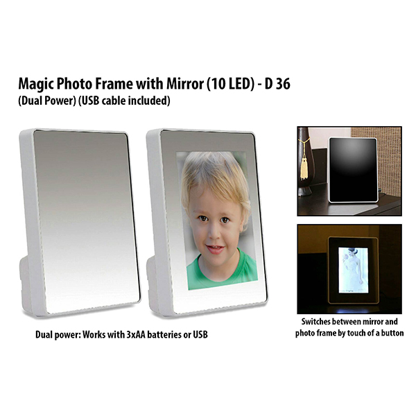 D36 – Magic Photo Frame With Mirror (10 Led) (Dual Power) (Usb Cable Included)