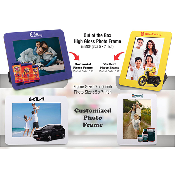 D41 – Out Of The Box High Gloss Photo Frame In Mdf | With Customized Frame & Insert | Photo Size 5×7 Inch | Horizontal | Moq 100 Pcs
