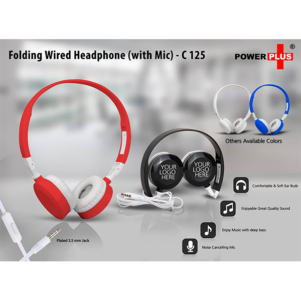 C125 – Folding Wired Headphone Set (With Mic)