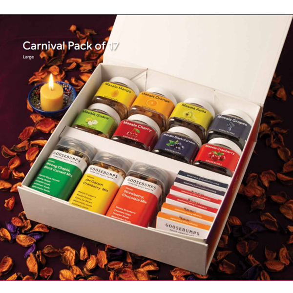 Carnival Pack Of 17(Masala Fruits, Fusion Snacks, Trail Mixes, Fruit Chocolates)