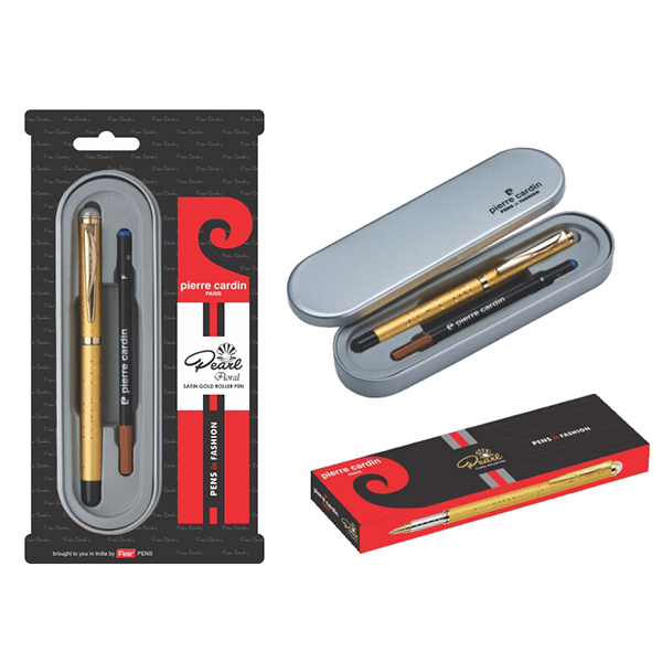 Pearl Floral Satin Gold Roller Pen