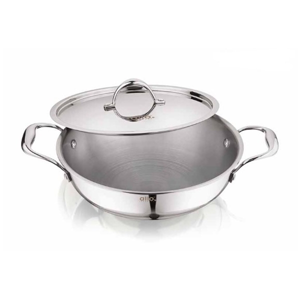 2L Allo Cooksafe Triply Stainless Steel Kadhai With Stainless Steel Lid