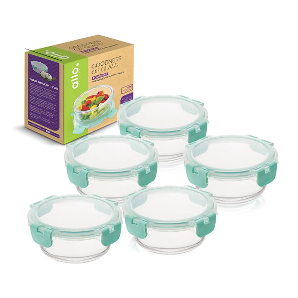 390Ml X 5 Allo Foodsafe Microwave Oven Safe Glass Container