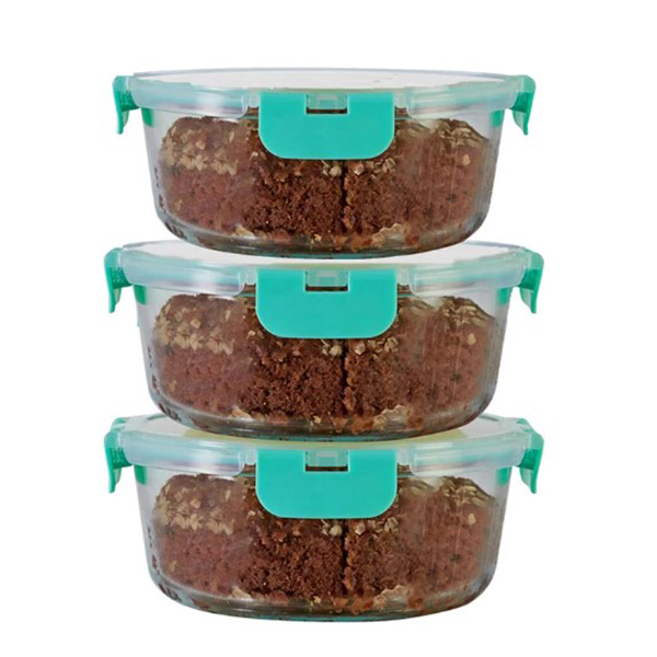 930Ml X 3 Allo Foodsafe Microwave Oven Safe Glass Container