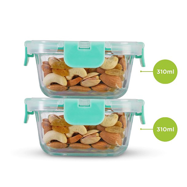 310Ml X 2 Allo Foodsafe Microwave Oven Safe Glass Container
