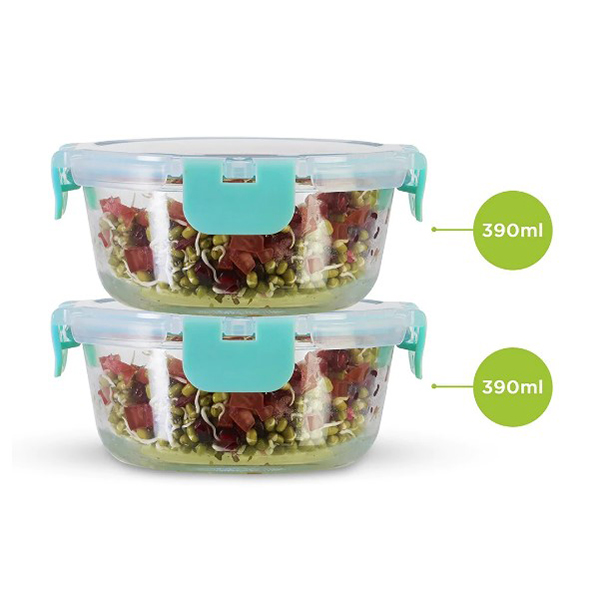 390Ml X 2 Allo Foodsafe Microwave Oven Safe Glass Container