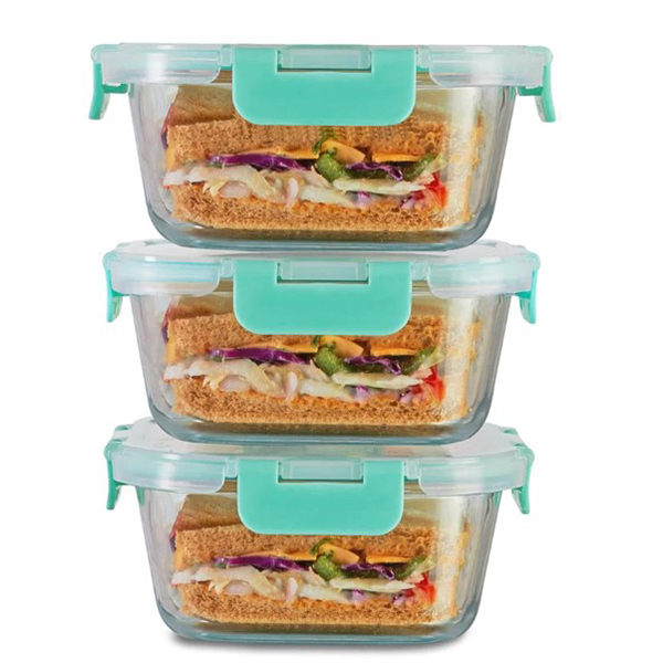 800Ml X 3 Allo Foodsafe Microwave Oven Safe Glass Container