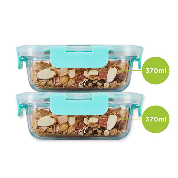 370Ml X 2 Allo Foodsafe Microwave Oven Safe Glass Container
