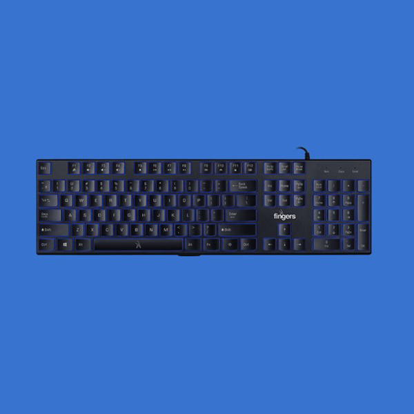 Fingers Gleaming Bluelit Backlit Keyboard