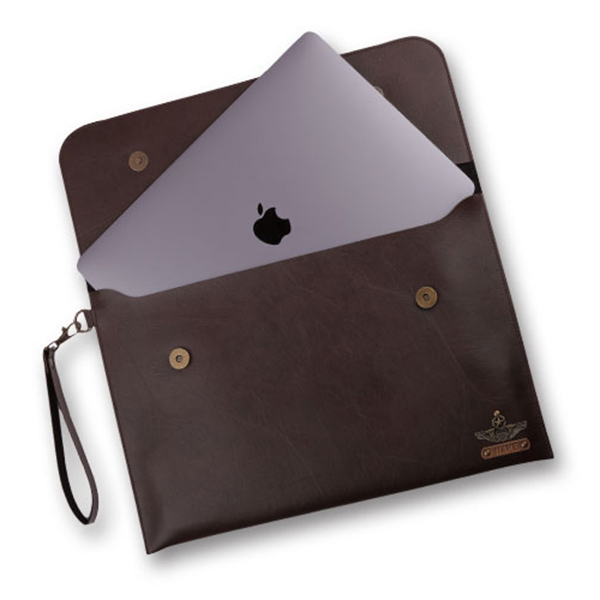 Personalized Leather Laptop/Macbook Sleeve – Dark Brown 13’Inches