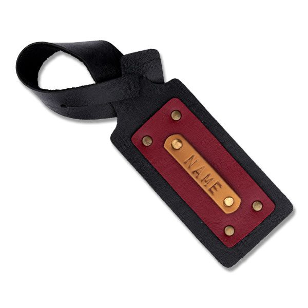 Personalised Leather Luggage/Baggage Tag – Black