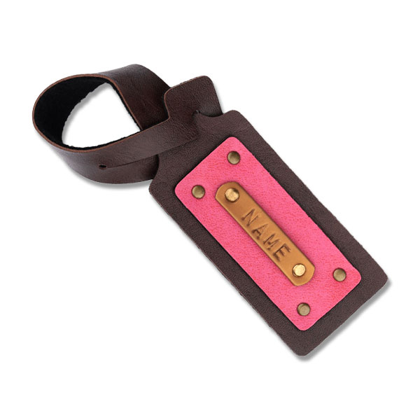 Personalised Leather Luggage/Baggage Tag – Dark Brown