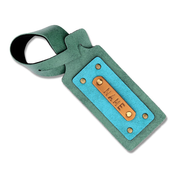 Personalised Leather Luggage/Baggage Tag – Green