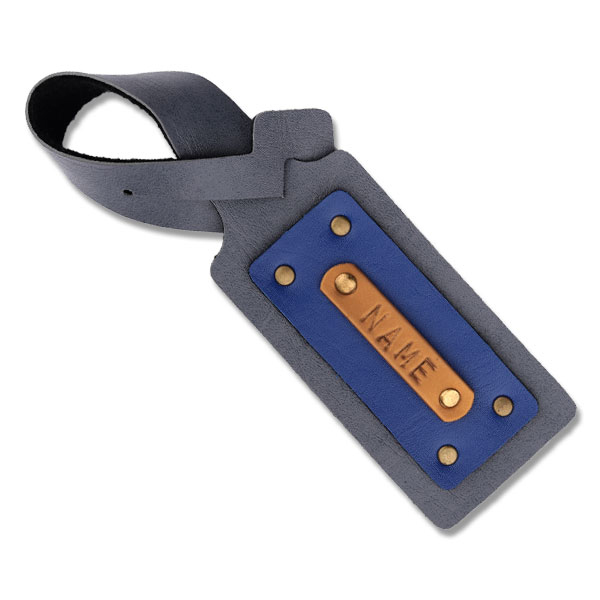 Personalised Leather Luggage/Baggage Tag – Grey