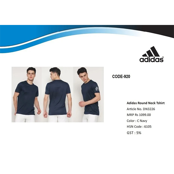 Adidas Round Neck Dryfit Tshirt Dn3226 Navy