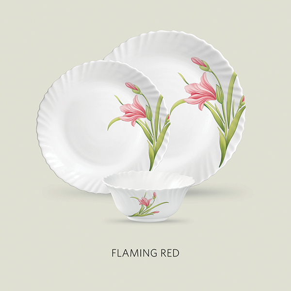La Opala Diva Classique 6 Pcs Dinner Set- Flaming Red