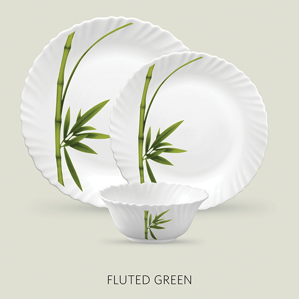 La Opala Diva Classique 10 Pcs Dinner Set- Fluted Green