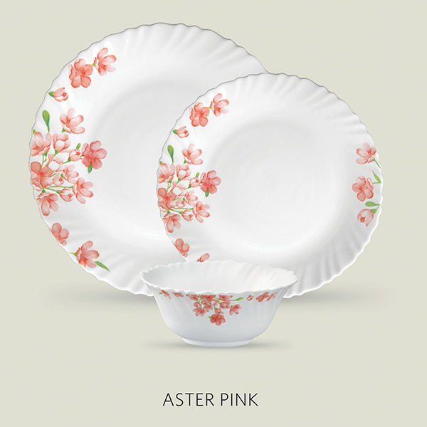 La Opala Diva Classique 33 Pcs Dinner Set- Aster Pink