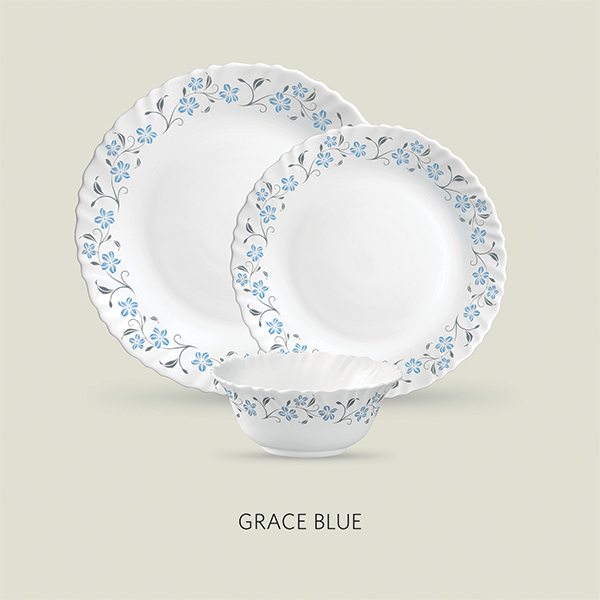 La Opala Diva Classique 45 Pcs Dinner Set- Grace Blue