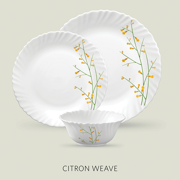 La Opala Diva Classique 45 Pcs Dinner Set- Citron Weave