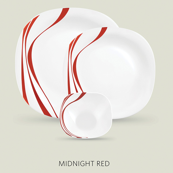 La Opala Diva Quadra 23 Pcs Dinner Set- Midnight Red