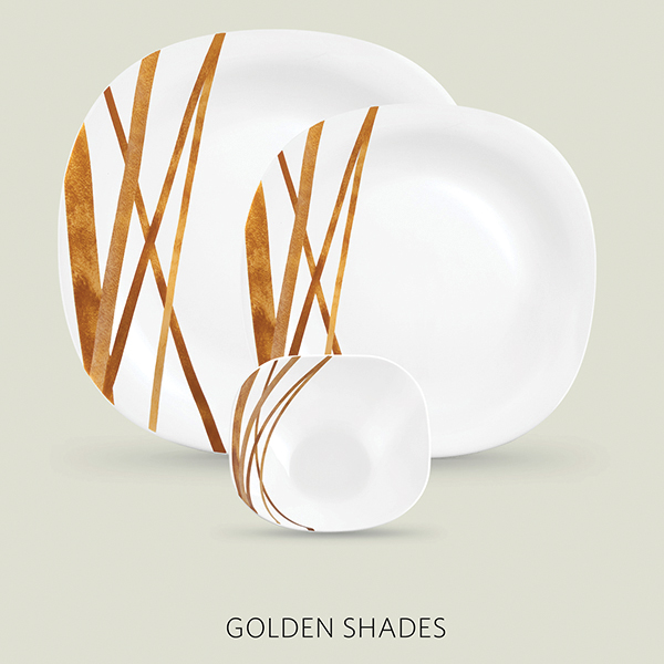 La Opala Diva Quadra 29 Pcs Dinner Set- Golden Shades