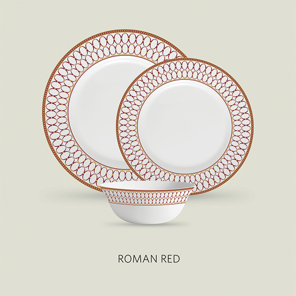 La Opala Diva Sovrana 33 Pcs Dinner Set- Roman Red