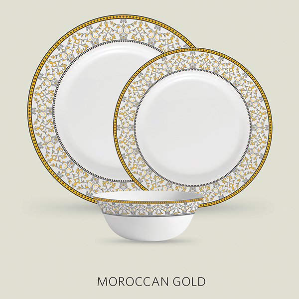 La Opala Diva Sovrana 33 Pcs Dinner Set- Moroccan Gold