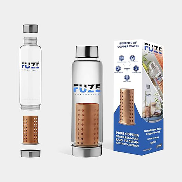 Fuze Borosilicate Copper Glass Bottle 700 Ml