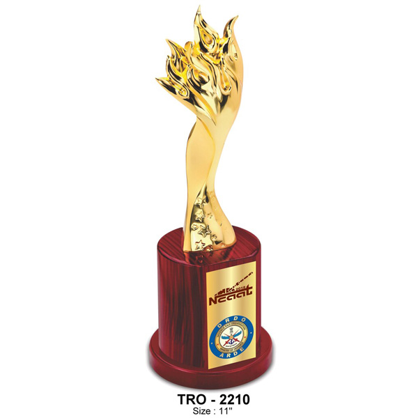 Premium Metal Flame Trophy, Signifying The Flame Or A Mashaal, Signifying The Torch Bearer Tro-2210 (11 Inches)