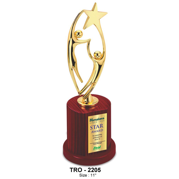Premium Metal Twin Lady Trophy, On A Wooden Base Tro-2205 (11 Inches)