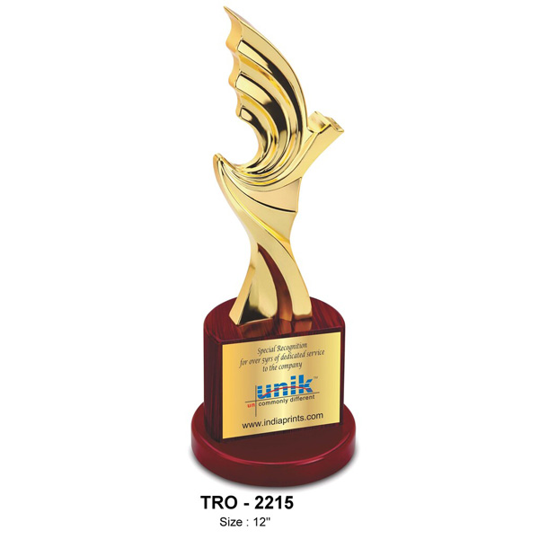 Premium Metal Achievers Trophy, On A Wooden Base Tro-2215 (12 Inches)