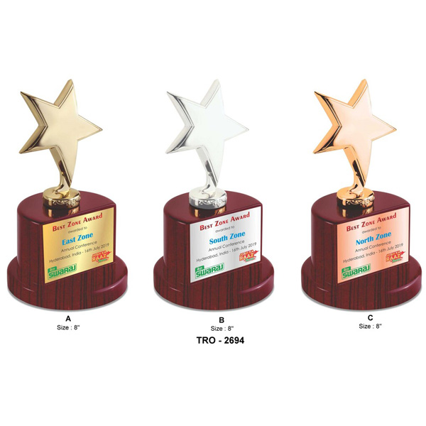Corporate Star Trophy (Gold-Silver-Bronze) Tro-2230 (8 Inches)