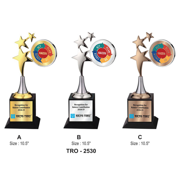 Corporate 3 Star Trophy (Gold-Silver-Bronze) Tro-2530 (10.5 Inches)