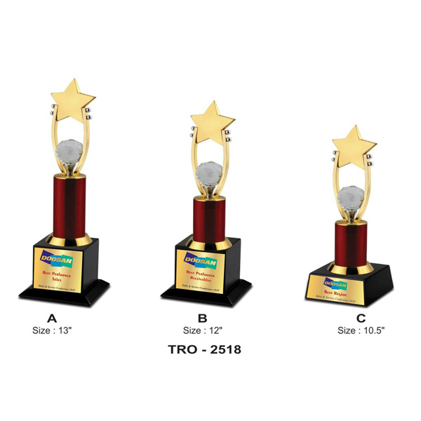 Corporate Star Crystal Ball Trophy Tro-2518 (10.5 Inches)