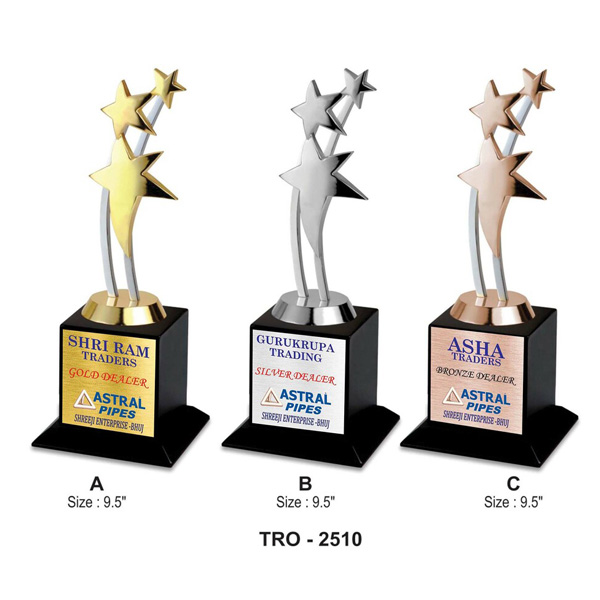 Corporate 3 Star Trophy (Gold-Silver-Bronze) Tro-2510 (9.5 Inches)