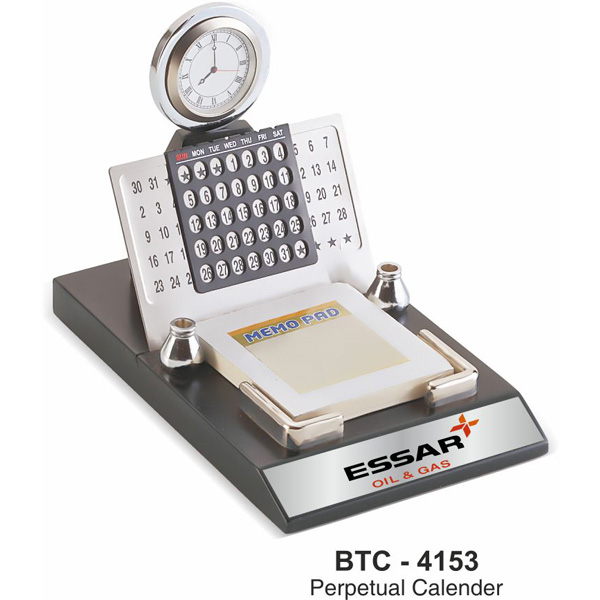 Perpetual Calendar With Clock & Memo Pad Btc - 4153