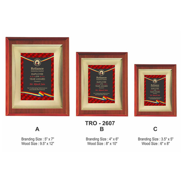 Corporate Golden Metal Plate Plaque / Memento Tro-2607 (6*8 Inches)