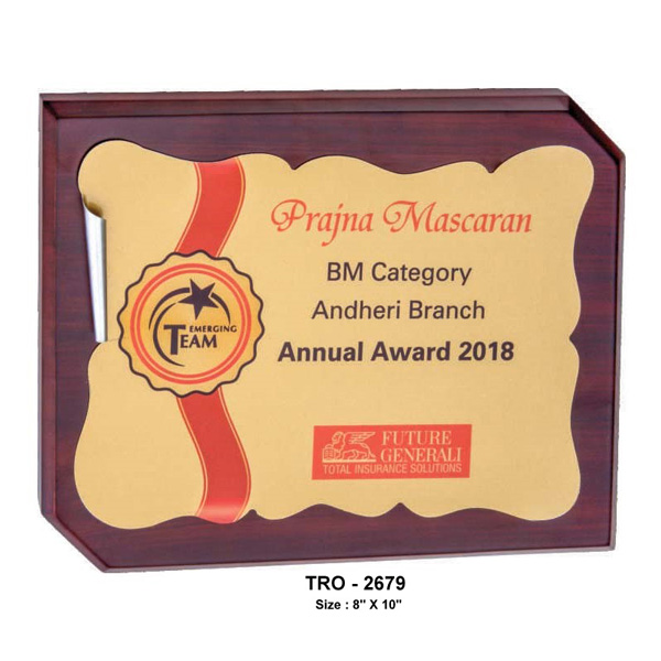 Golden Scroll Plate Plaque Tro-2679 (8*10 Inches)