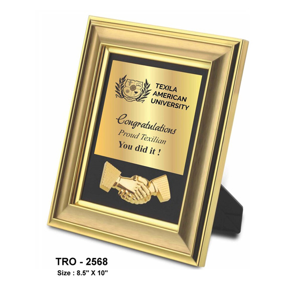 Wooden Plaque With Metal Handshake Tro-2568 (8.5*10 Inches)