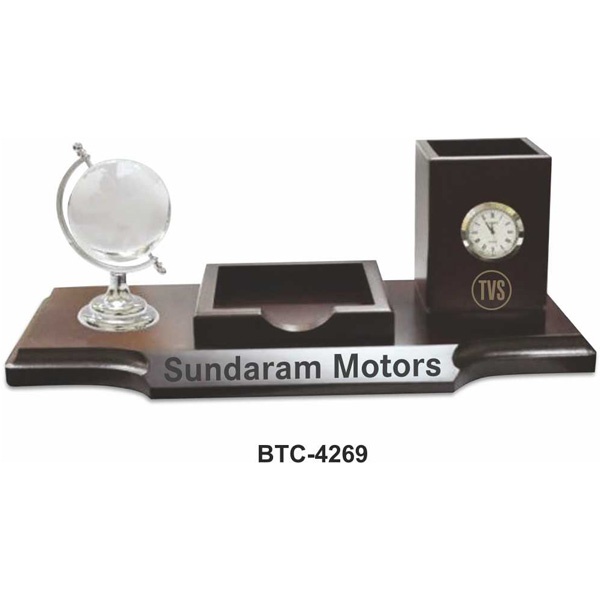 World Globe Desk Organizer With Clock Btc-4269