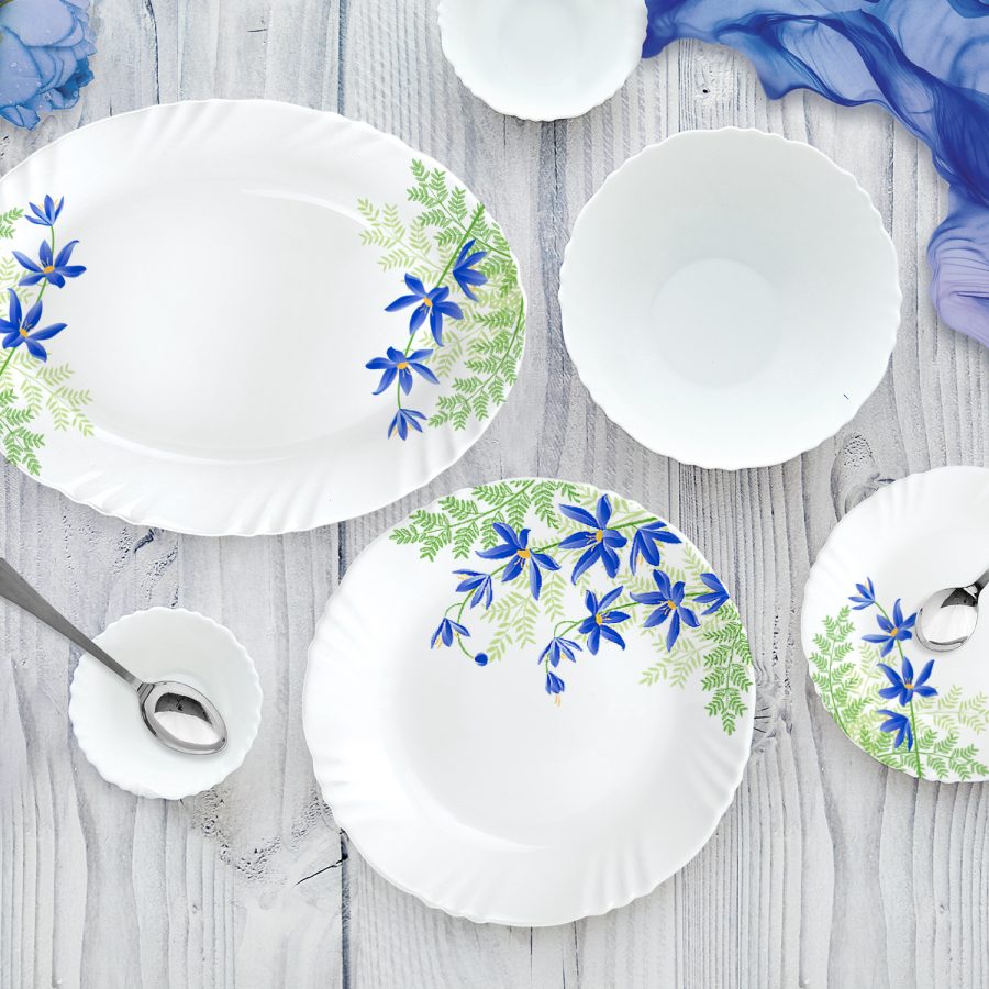 Blue Primrose Imperial Series Dinner Set, 46 Pieces, White, Service For 6